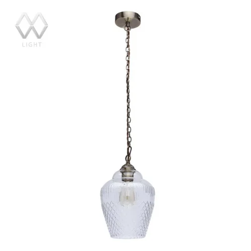 Светильник подвесной Аманда 481012001 MW-Light прозрачный 1 лампа, основание античное бронза в стиле классический 